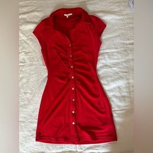NIA Red Terrycloth Shortsleeve Cinch Dress